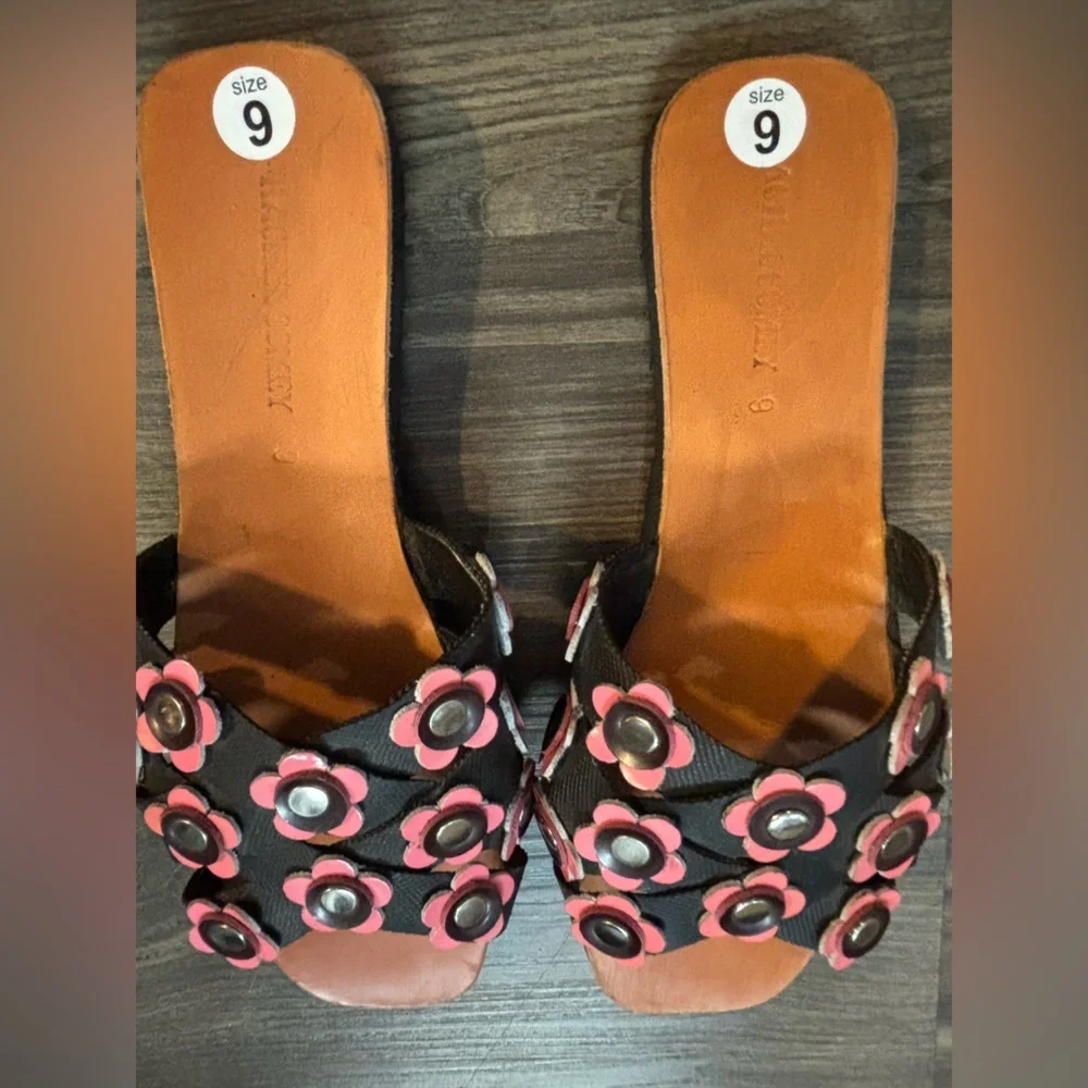 NEW Rachel Comey Acta Sandals Pink Flowers Criss Cross Slides‎